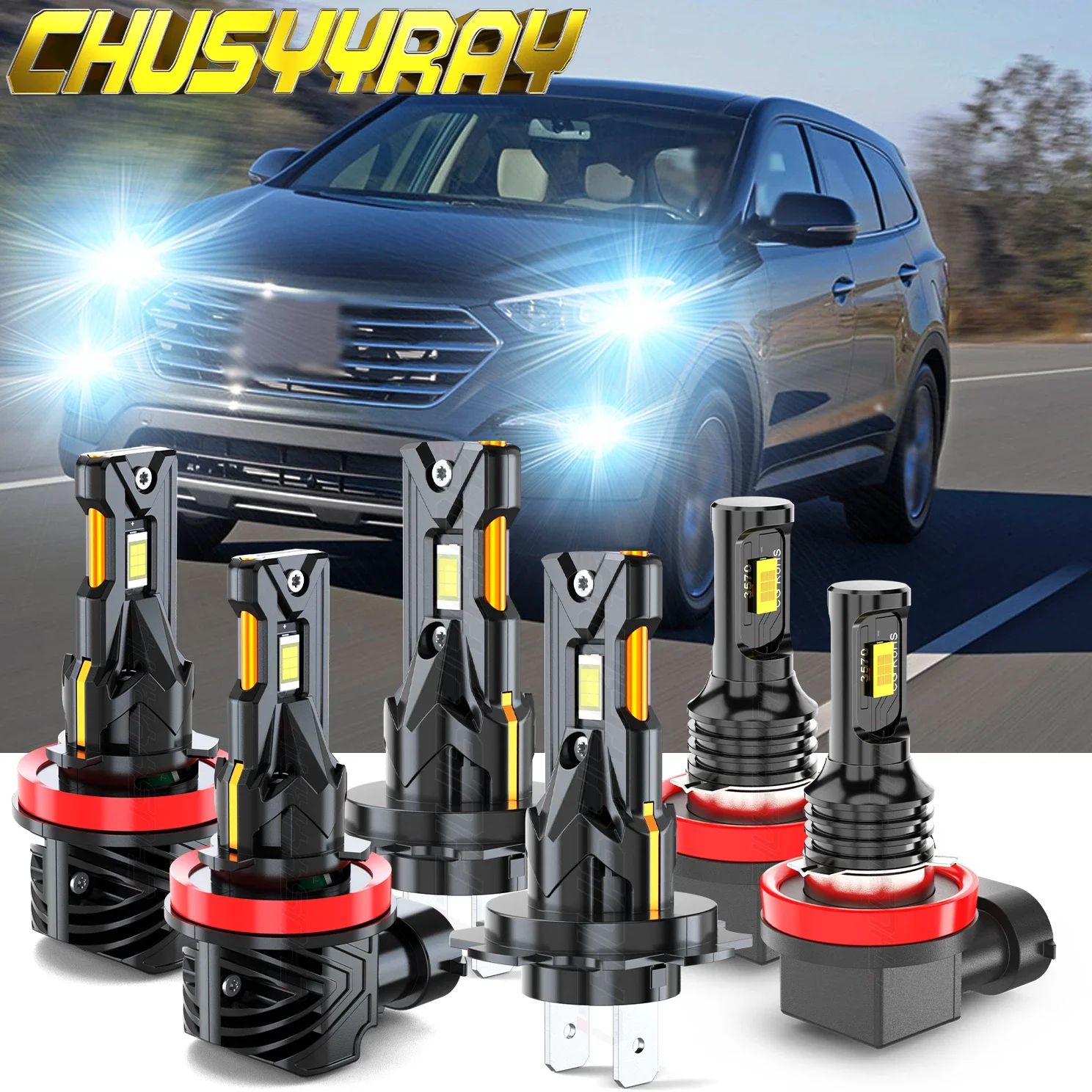 

LED Headlight Combo H7+H11+H11 High/Low Beam Fog Light 6PC Bulbs Kit 10000K Lamp