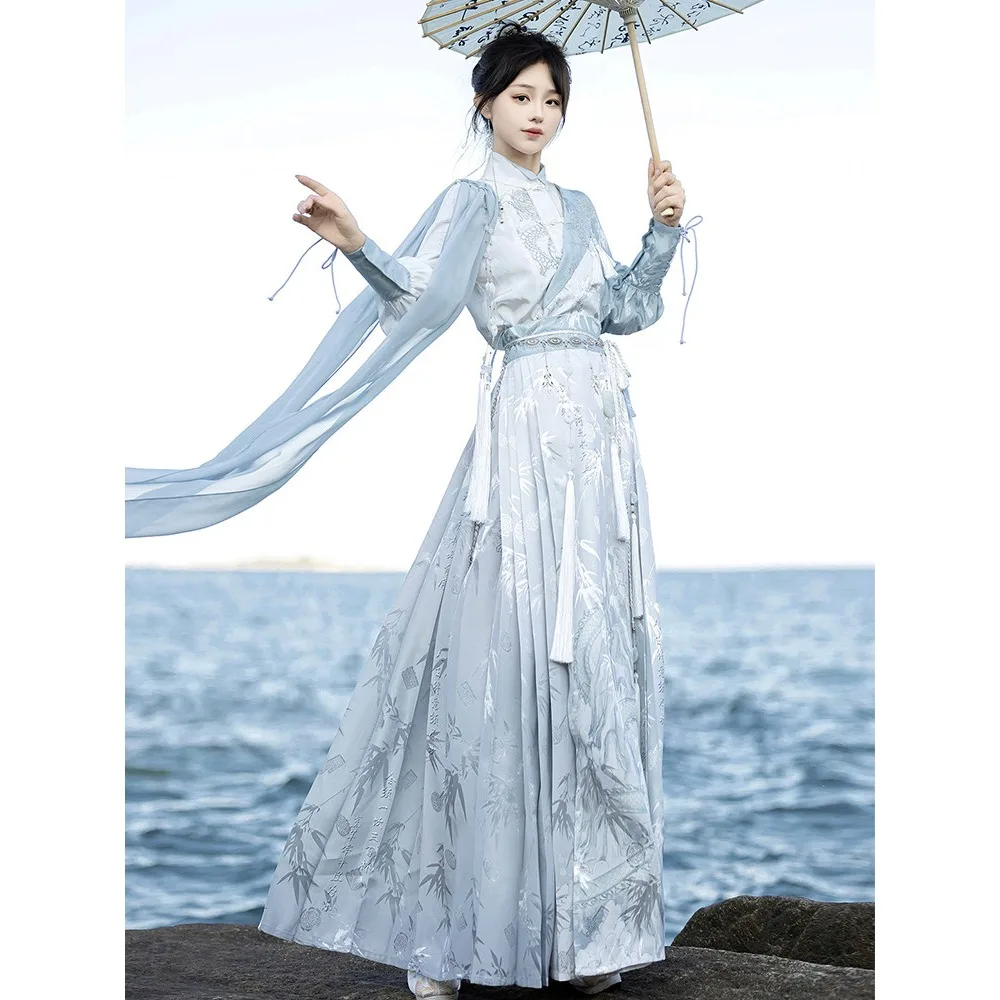 

Improved Hanfu Women, Clear Cold Wind Knight Han Elements, New Chinese Top Horse Dress Autumn Set