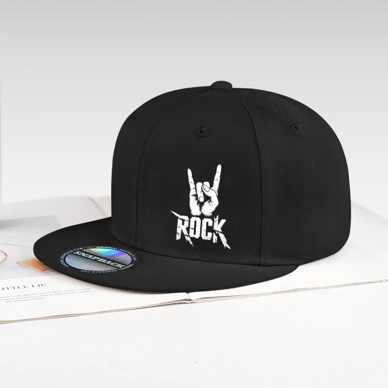 Coole Rock-Baseballkappe mit Handdruck, schwarz, Snapback, verstellbar, lässig, Hip-Hop, Outdoor, Unisex, mit harter Krempe, für Herren – Detail 7