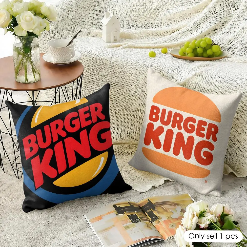 Cool H-Hun B-Burger K-King Cushion Cover Natural Linen Organic Fabric Double-Sided Printing Sofa Home Decor Gift Pillow Case