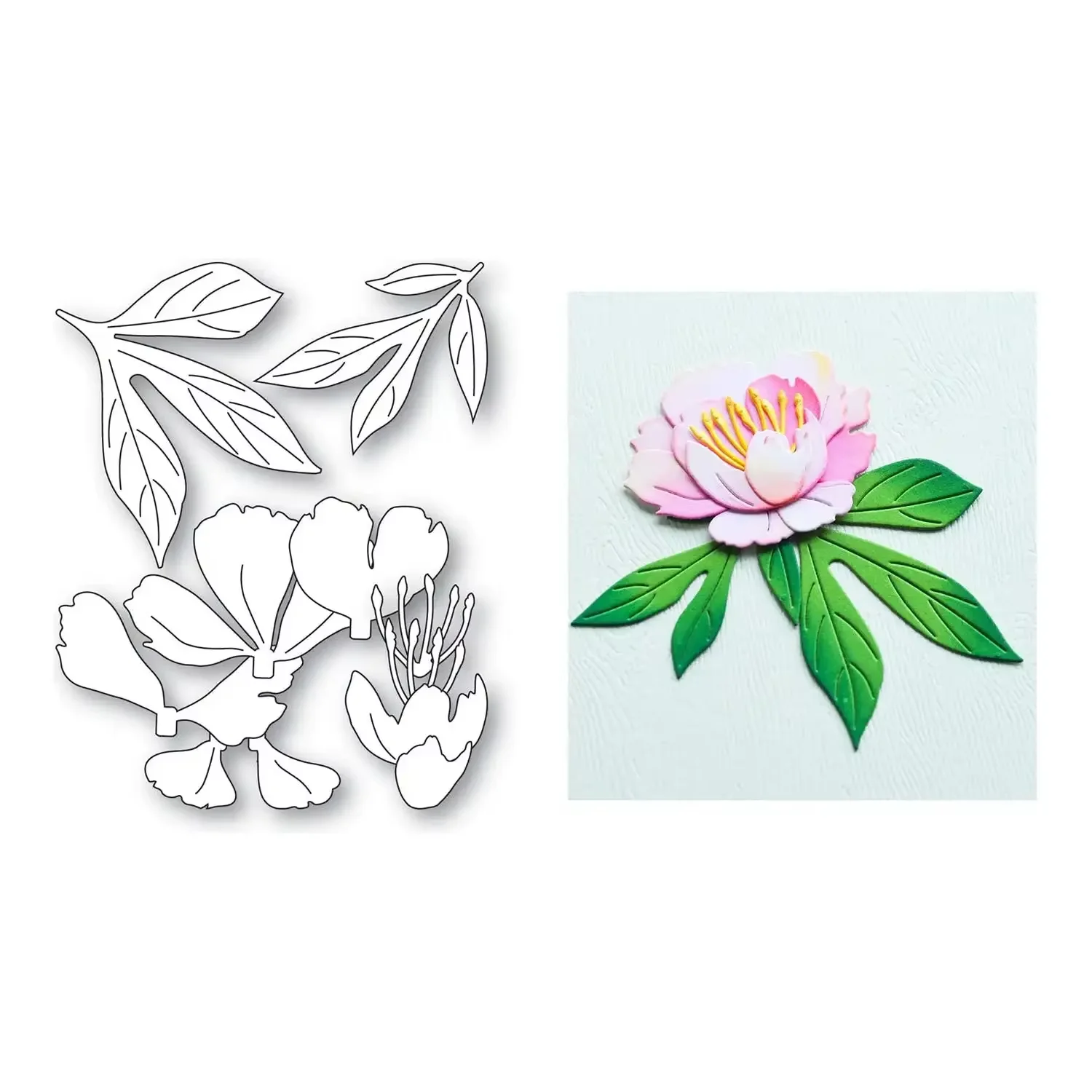 

Spring Peony Butterflies Hearts Letter Metal Cutting Dies Clear Stamps DIY Making Card Scrapbook Craft Template Decoration New