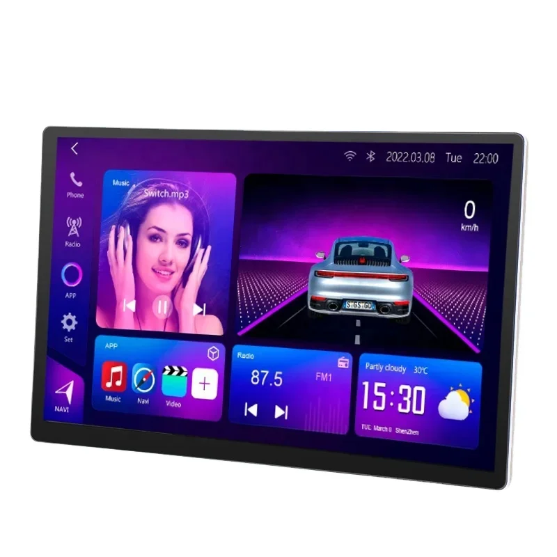 Universal auto android rádio do carro 13.3 "qled multimídia palyer tela de toque carro inteligente estéreo 360 câmera 2din carro android rádio