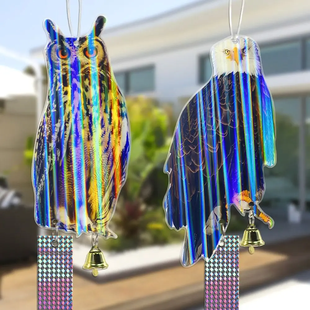 Hanging Bird Repel Scare Devices Pest Control Waterproof Simulation Owl Bird Repellent Decoration Wind Chime