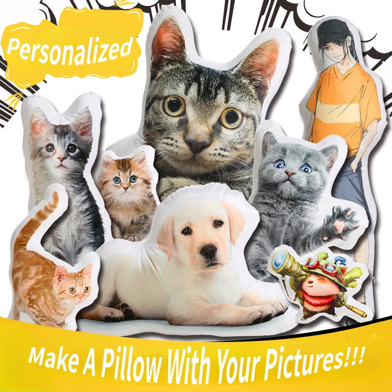 

Personalized Dog Cat Pillow DIY Gift Pets Custom Pillow Double-sided Photo Creative Birthday Gift Dog Memorial Items