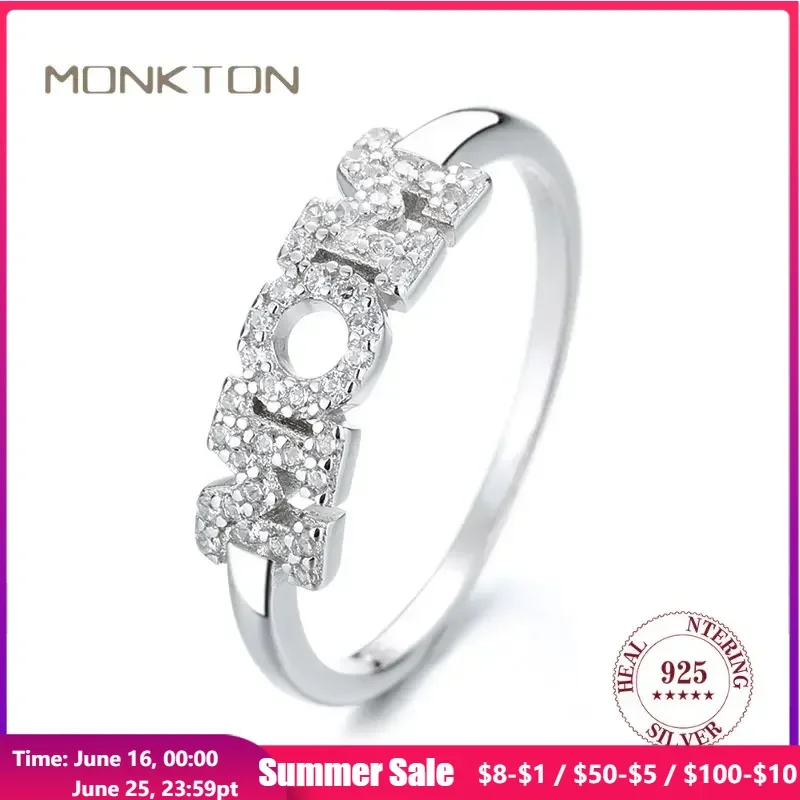 

Monkton Original 925 Sterling Silver Zircon Letter MOM Rings for Women Fine Jewelry Birthday Mother's Day Gift Drop Shipping