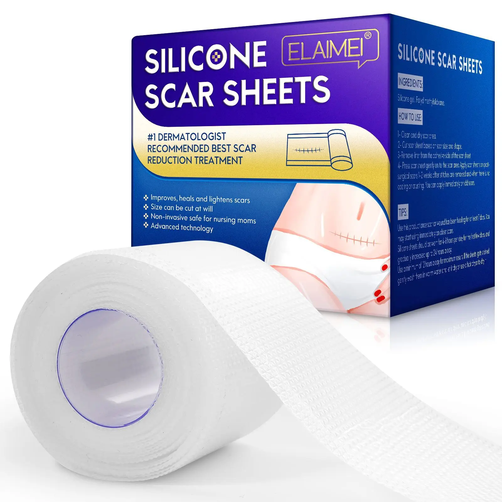 1 Roll Invisible Silicone Scar Sheets Self-Adhesive Scar Cover Tape Skin Care Strips Transparent Color