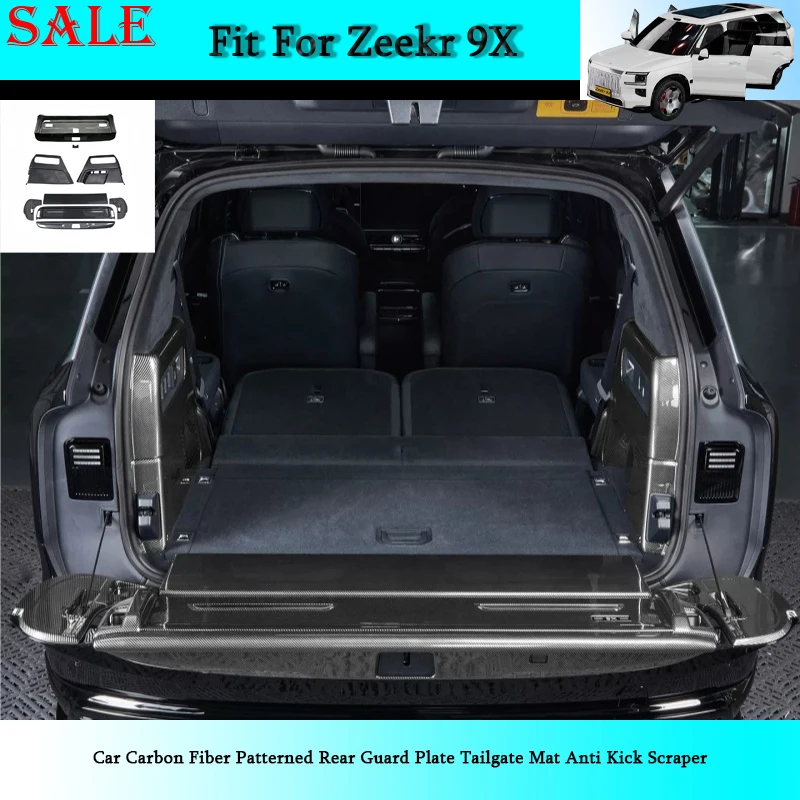 Fit for Zeekr 9X 2026 Car Carbon Fiber Patterned Rear Guard Plate Tailgate Mat Anti Kick Scraper Car Interior Protective Parts