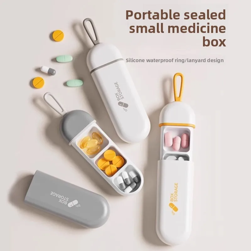 Portable small pill box, one day light proof pill storage box, mini sized portable medicine pill compartment packaging box