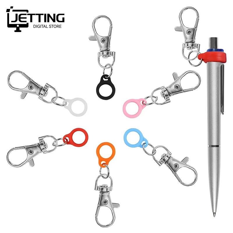 7/6/12Pcs Silicone Pen Clip with Lobster Clasp Pen Holder Keychains Badge Reel Clips Badge Pen Holder Badge Reel Accessories