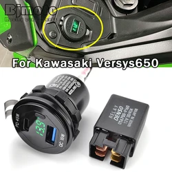 For Kawasaki Versys650 Versys 650 2022 2023 2024 USB Charger Outlet Charger Phone Adapter Socket with Relay 12V-24V