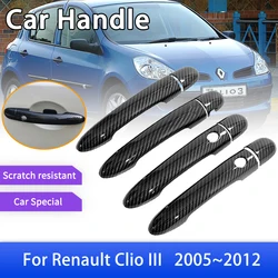 Carbon Fiber Outer Door Handle Cover for Renault Clio 3 III 2005~2012 Lutecia Euro Clio Car Accessories Styling Stickers Trim