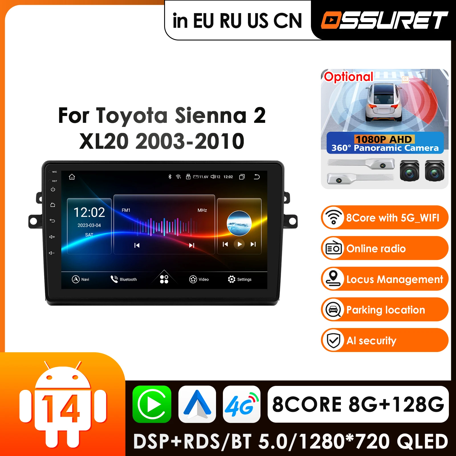 

9''7862 CarPlay 4G Android 14 Car Radio for Toyota Sienna 2 XL20 2003-2014 XL30 Multimedia Video Player Autoradio Stereo GPS DSP