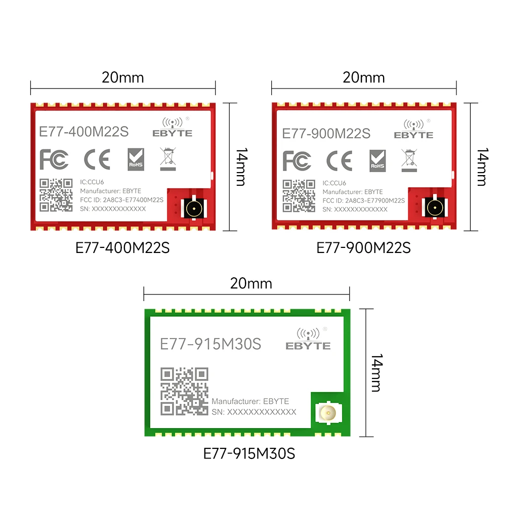 STM32WLE5 LoRa Lorawan Module 433/470/868/915MHz E77 Series ARM Cortex-M4 Low Power 22-30dbm SoC Long Distance 5.6km Small Size