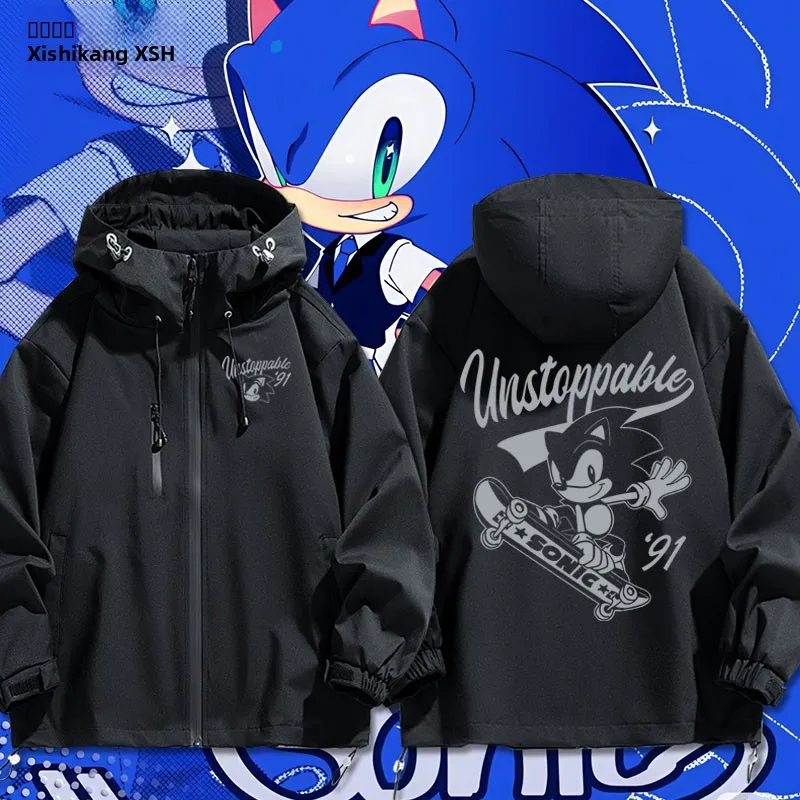 

Classic Sonic Trooper Jaet ex Autumn Winter Hooded Coat Casual Polyester Fiber Long Sve Zipper Closure Jaet