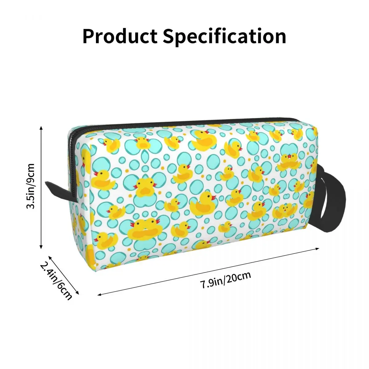 Yellow Rubber Ducks And Bubbles Bathtime Pattern Makeup Bag Cosmetic Dopp Kit Toiletry Cosmetic Bag for Women Beauty Pencil Case