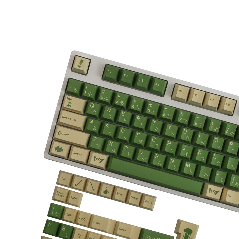 GBrosCream Matcha Keycaps, PBT, DYE- Sublimation, Aucun profil, Clavier mécanique, MX Gateron Kailh Switch, 140 prédire