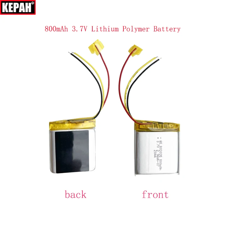 3.7V, 803035 800mah Polymer lithium battery, suitable for early childhood education machines, dash cam electronic scales, etc