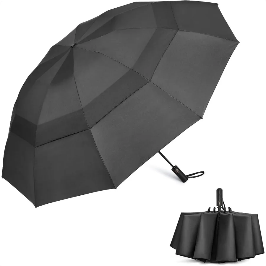 

42, 46, 54, 62-дюймовый большой зонт для гольфа, компактный обратный дорожный зонт, 10 ребер, ветрозащитный для дождя, двойной навес, автоматическое открытие, Cl