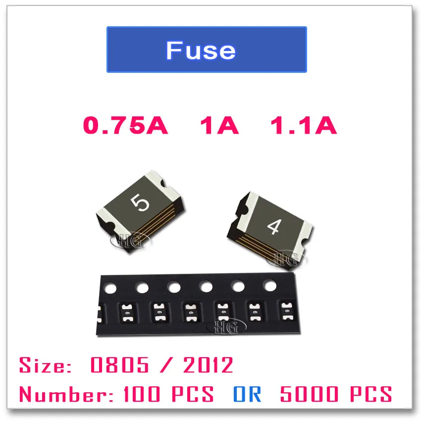 100PCS 5000PCS 0805 2012 Chip resettable fuse SMD 0.75A 1A 1.1A 750mA 1000mA 1100mA 6V 12V Self recovery