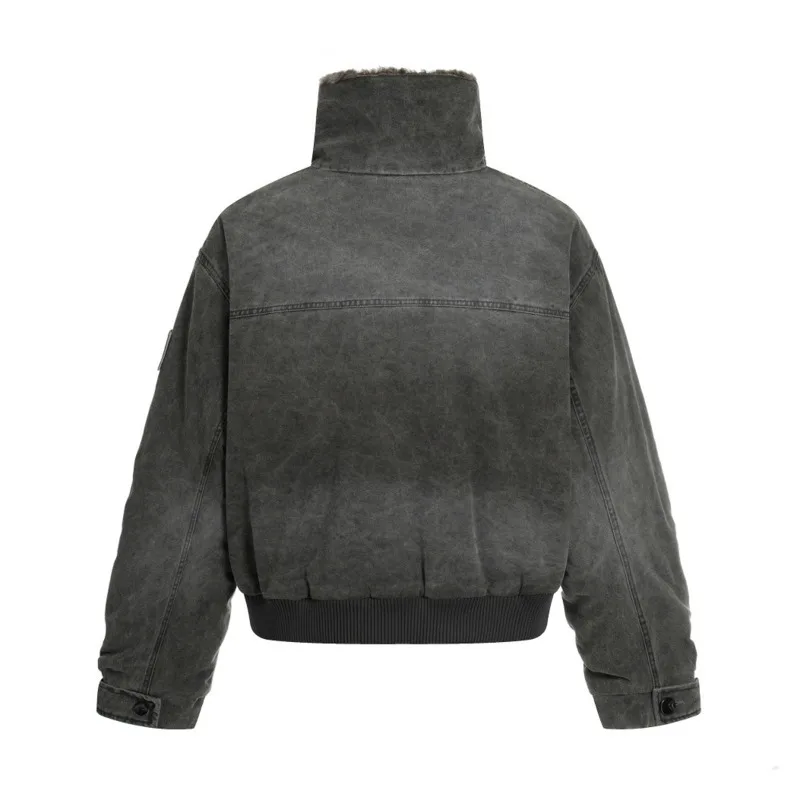 HKSH Spring Autumn Winter Men Tide Punk Padded Cotton Coat Washed Vintage Heavy Wrinkled Design Fleece Lamb Wool Jackets HK15726