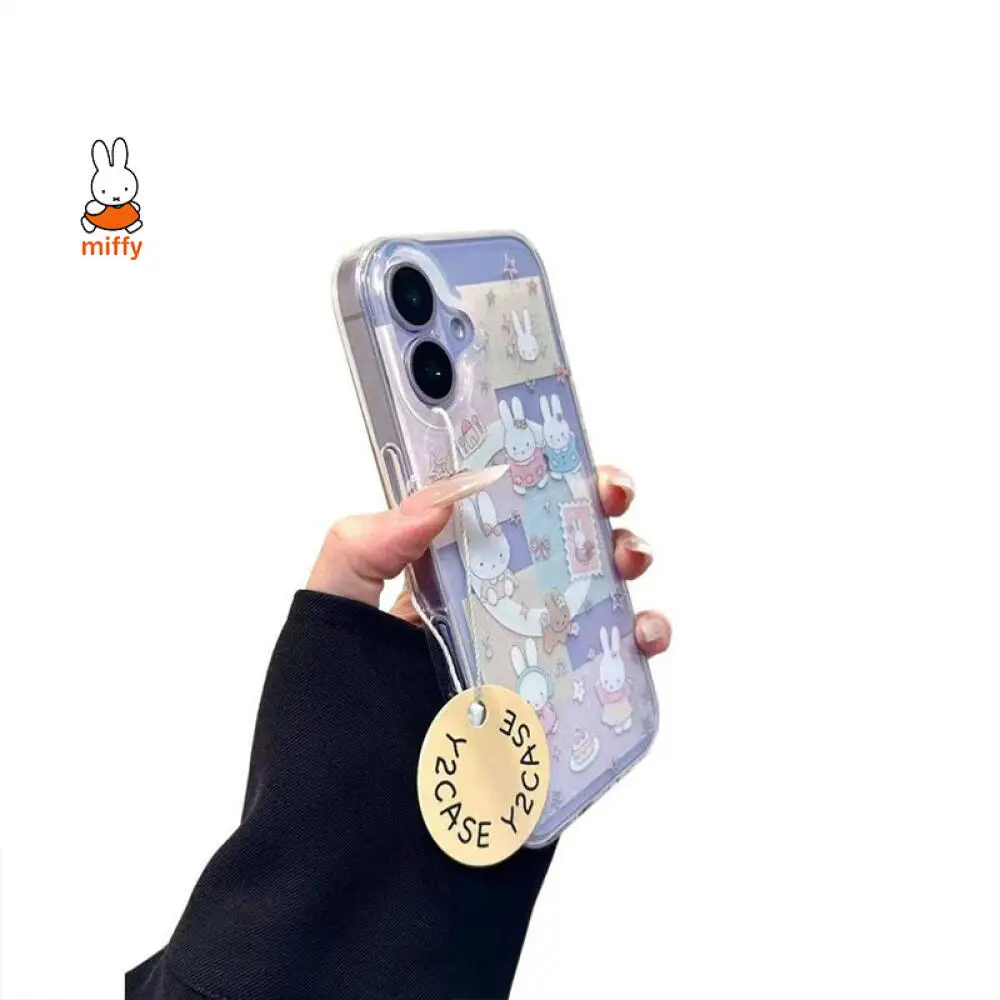 

Чехол для мобильного телефона Miffy Kawaii с героями мультфильмов, милый чехол с магнитным держателем в стиле аниме, подходит для Iphone 16, Pro Max Iphone 15 14