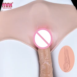 FAAK Silicone Panties Sexy Fake Pussy Triangle Pants Men's Hiding Gaff Underwear Butt Shaper Enhancer for Transgender Cosplay