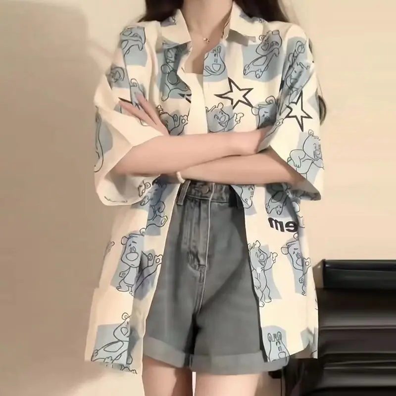 

Chiffon Blouse Kawaii Shirt Y2k Top Japanese Clothing Short Sleeve Womens Tops and Blouses Women's Clothing Spring Summer 2023