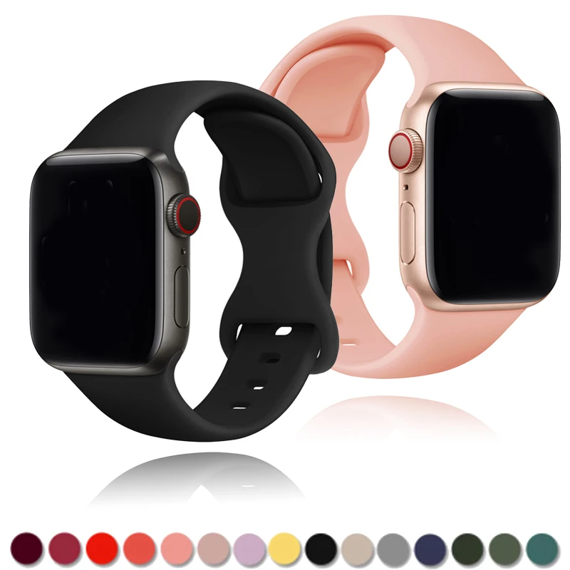 Correa de silicona para Apple Watch, pulsera deportiva suave de 45mm, 44mm, 49mm, 41mm, 40mm, 42mm, 38mm, series iwatch 9, 8, 7, se 3, 4, 5, 6 Ultra