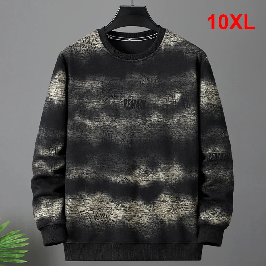 10XL Plus Size Sweatshirts Men Gradient Pullover Fashion Casual Spring Autumn Sweatshirt Male Big