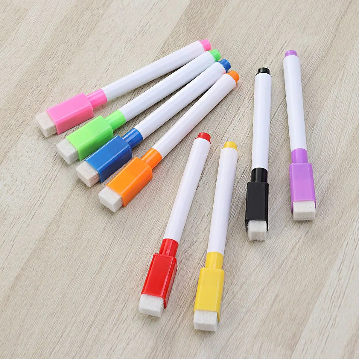 8pcs Magnetic Colorful Whiteboard Pen Black Pink Colored Pencils Built In Eraser School Supplies Children's Drawing Pen