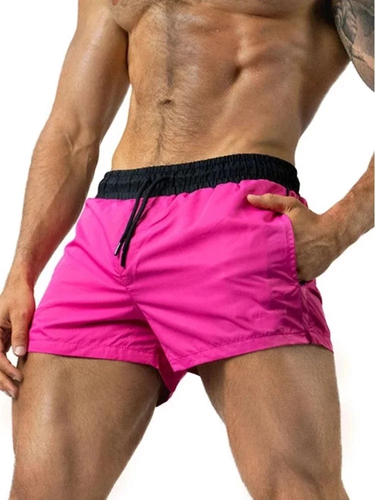 Calções de banho de secagem rápida para homens, shorts sexy de corrida, calções de praia, cuecas de banho, novo 2023