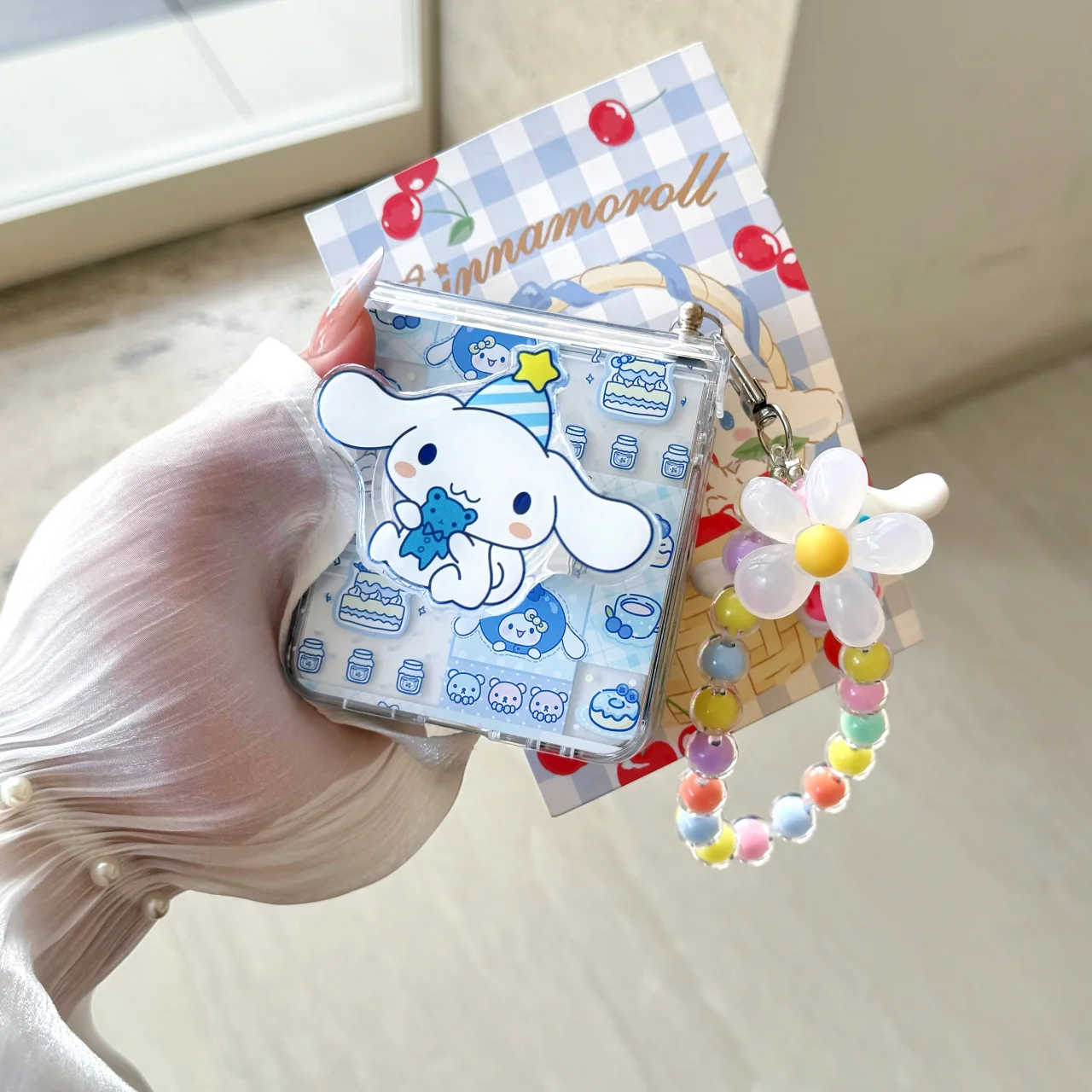 Vollbild-Cinnamoroll My Melody, faltbare Handyhülle für Samsung Galaxy Z Flip 7 FE 6, 5, 4, 3, 5G mit Trageband, magnetische Standabdeckung