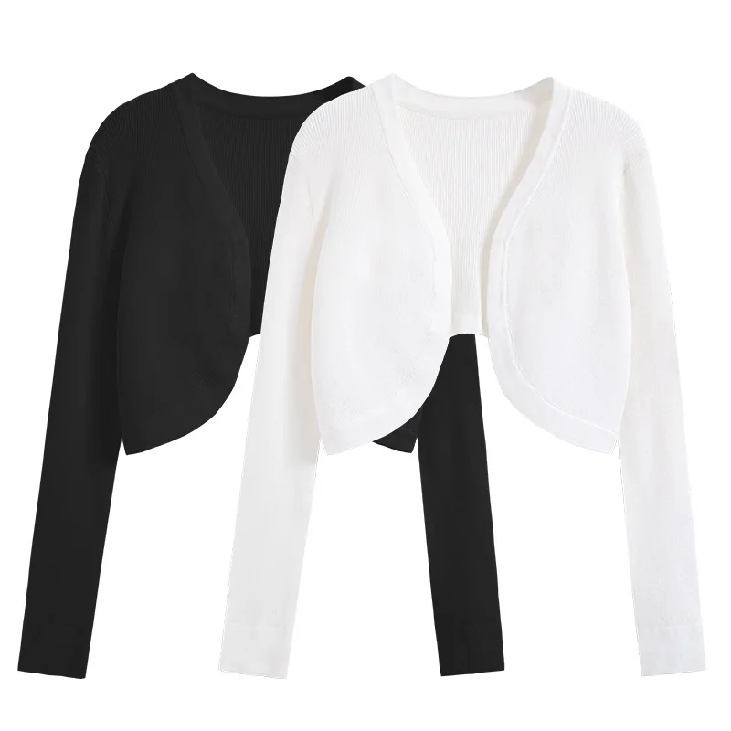

Short Ice Silk Sun Protection Knitted Cardigan Women's Summer Thin Strap Vest Outerwear Shawl Light Weight Breathable Top