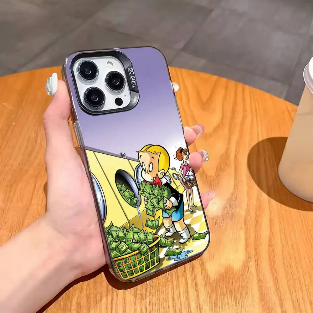 Money Boy R-Richie r-rich-RR Phone Case For iPhone 17,16,15,14,13,12,11 Plus,Pro Max,XS,Colored Silver Plated Inside Cover