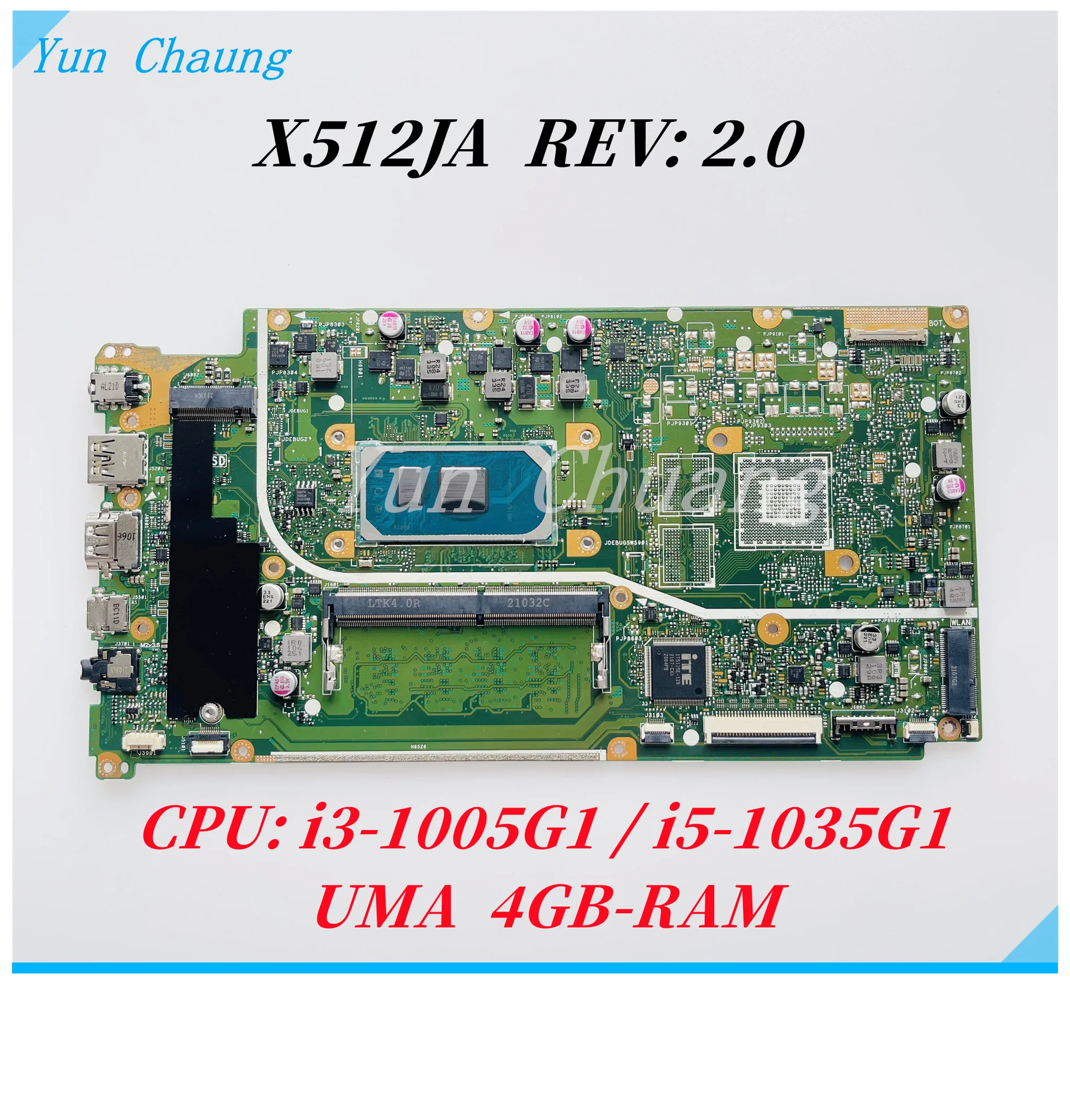 X512JA Mainboard For Asus X512JA V5000J X512JP V5000JP X712JA S712JA Laptop Motherboard With i3-1005G1/i5-1035G1 i7-1065G7 CPU