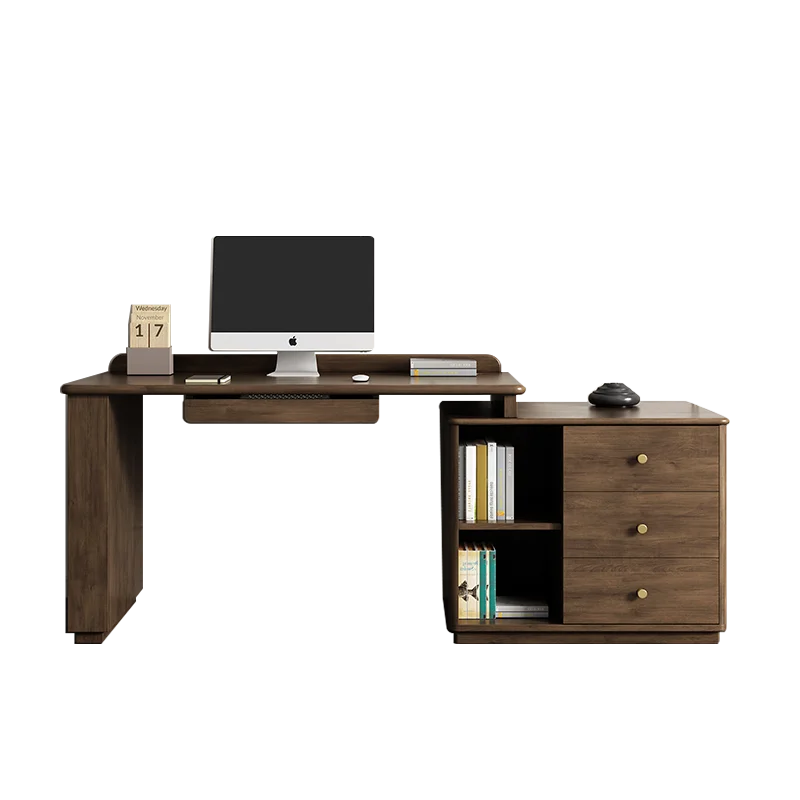 Light luxury writing desk, boxwood retro computer desk, medium ancient solid wood corner desk