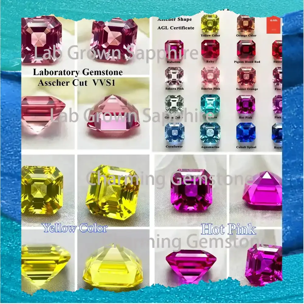 

Laboratory Grown Sapphire Gemstone for DIY Jewelry Making Asscher Cut Synthetic Sapphire for Ring Pendant Necklace Craft