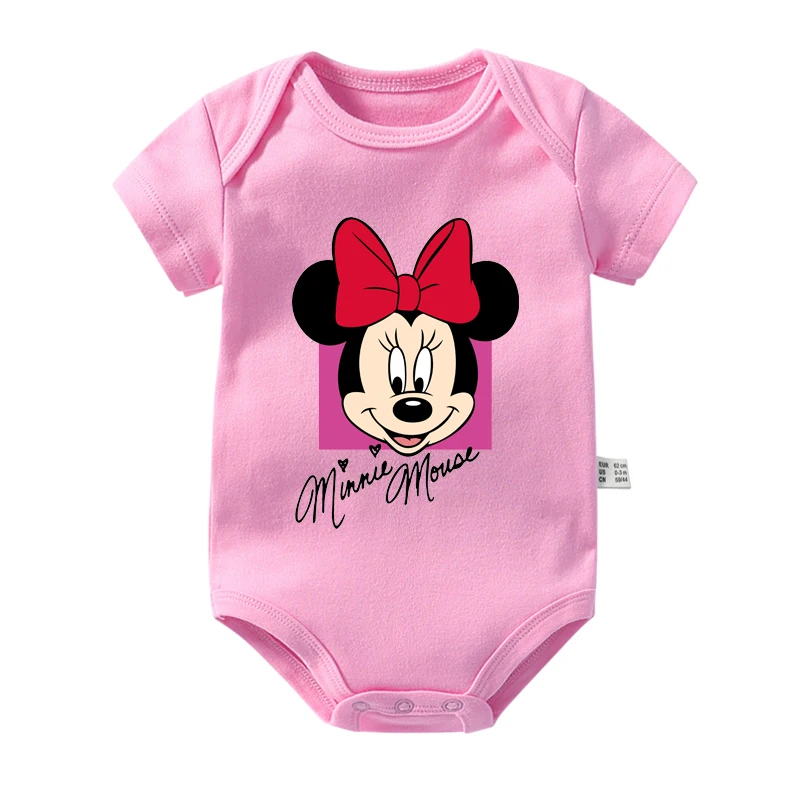 Disney Mickey Mouse Twins Baby Girl Jumpsuit Newborn Baby Boy Clothes Cartoon Mickey Minnie Mouse Twins Short Sleeve Soft Romper