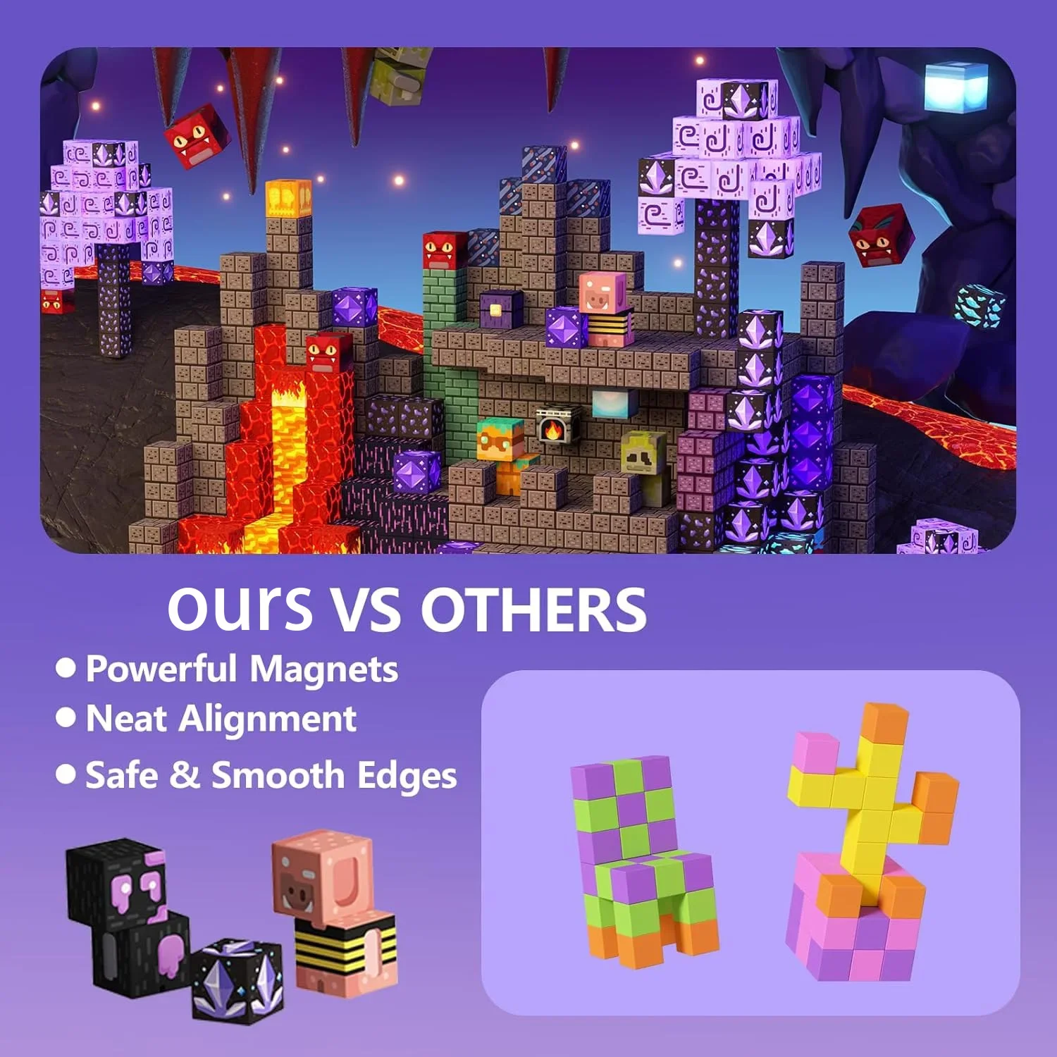Bloques de construcción magnéticos Mine World, cueva magnética, cubo de ladrillo de construcción, juego de juguetes, regalo sensorial STEM para niños y niñas