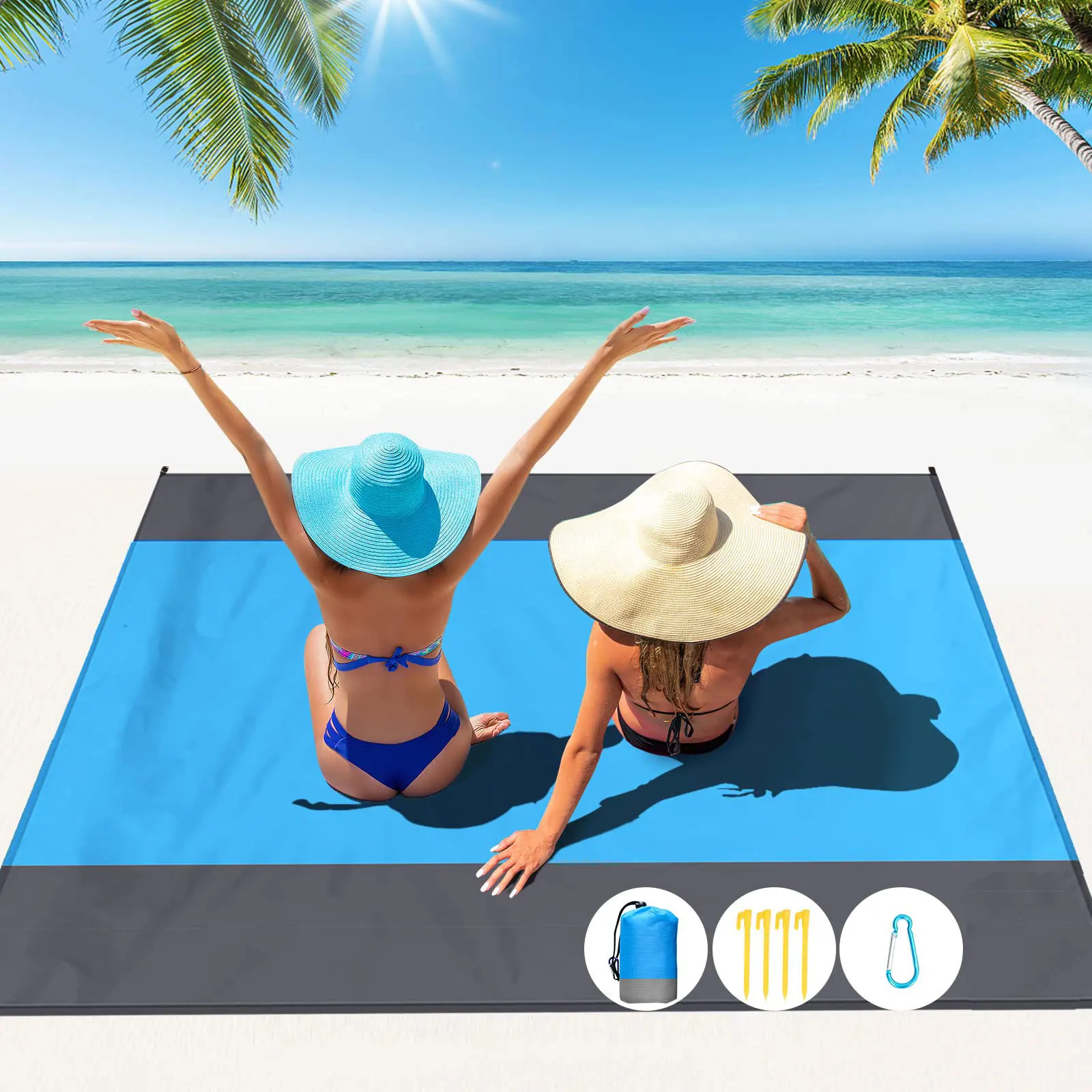 

Водонепроницаемое карманное пляжное одеяло, складной коврик для кемпинга, матрас, портативный легкий коврик, уличный коврик для пикника, песочный пляжный коврик