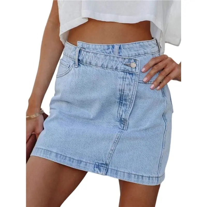 

Женская джинсовая мини-юбка CYL с асимметричным краем, модная, с нестандартным подолом, повседневная