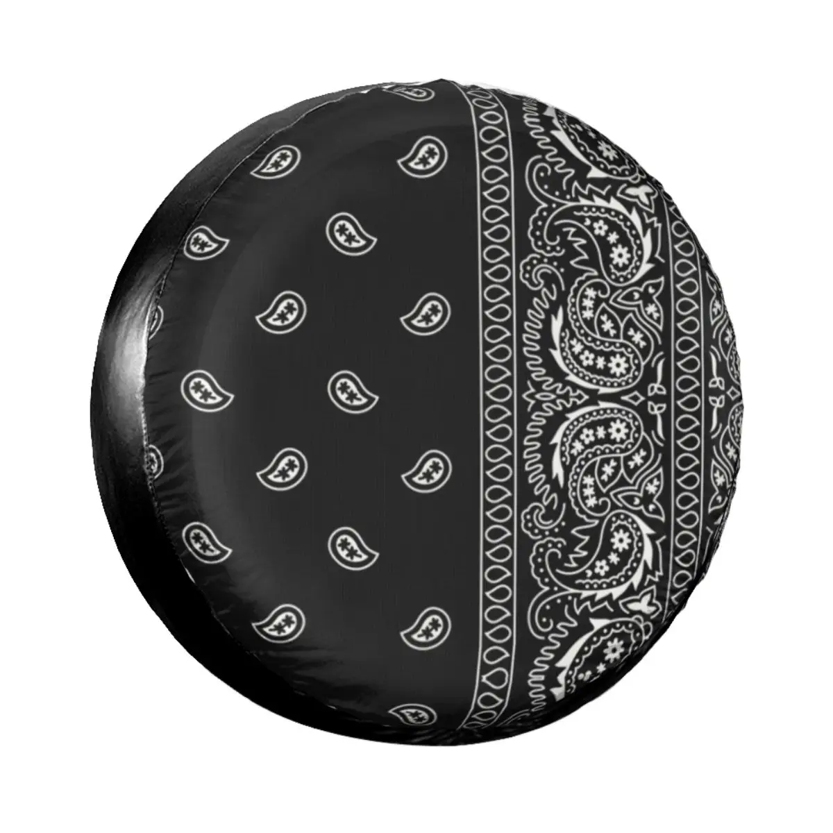 Black And White Paisley Chicano Bandana Style Spare Tire Cover Case Bag Pouch Black And White Wheel Covers for Jeep Honda