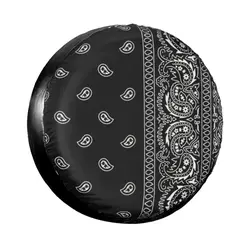 In bianco e nero Paisley Chicano Bandana Style Cover per pneumatici di ricambio custodia per borsa copriruota in bianco e nero per Jeep Honda