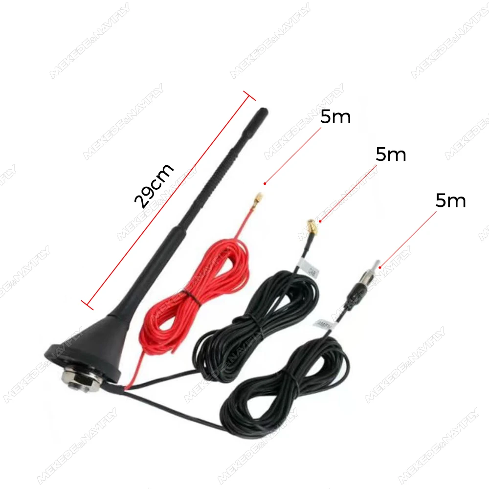 3 In 1 Antenna Car Antenna DAB+AM+FM Antenna 5M Cable SMB Amplified Roof Mount Waterproof Dustproof Universal Auto Accessories