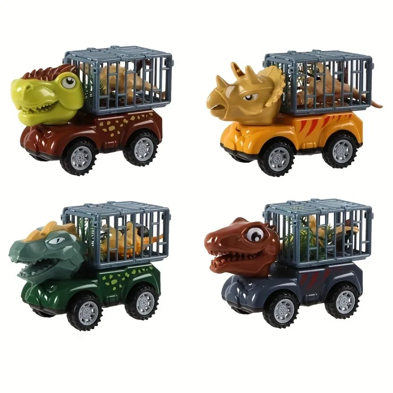 Dinosaur Truck for Kids Dinosaur Transport Truck with Dinosaur Toys Friction Powered Cars Pull Back Dino Car Playset for Boys