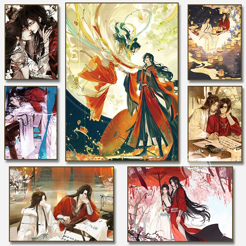 Chinese Anime Tian Guan Ci Fu Posters Heaven Official Blessing Xie Lian Huacheng Canvas Painting Wall Art Home Decor Gift