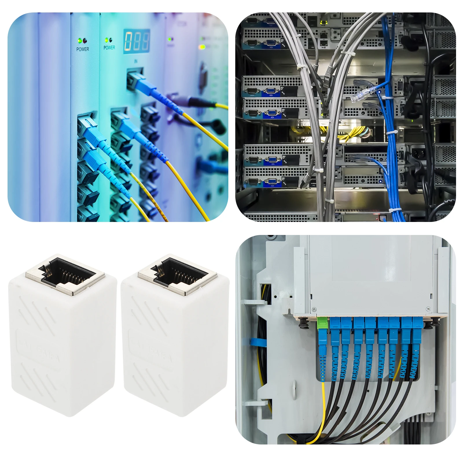 

2pcs Ethernet Connector Cat5E Cat6 Female To Female Coupler Network Cable Adapter Extender For High-Speed Internet