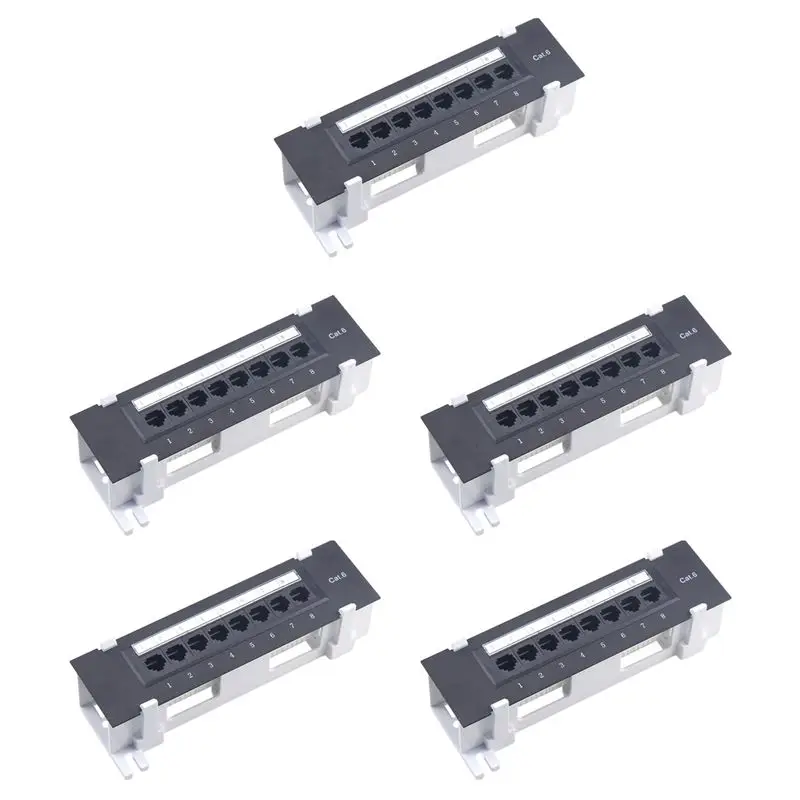 QWE-5X 8 Port Patch Panel For Cat. 6 Versatile Data Center Plastic Wall Mount For Computer Home