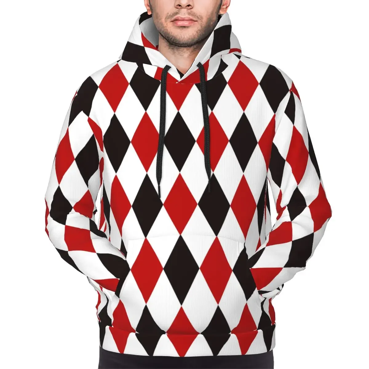 Harlequin Plaid Playing Cards Diamond Hoodies Harajuku Pullover Autumn Winter Men Women Sweatshirt Long Sleeve Tops