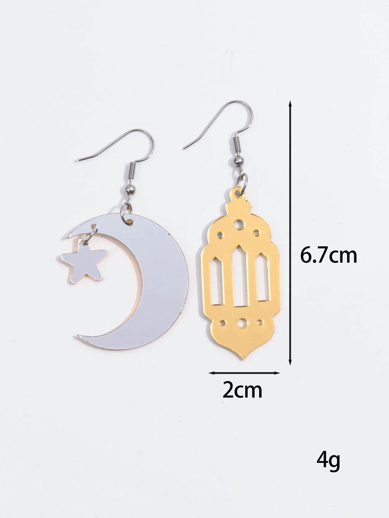 New Ramadan Gift Earrings Gold Color Mirror Star Moon Church Acrylic Drop Earring for Women Arab Muslim Islamic Jewelry image 2